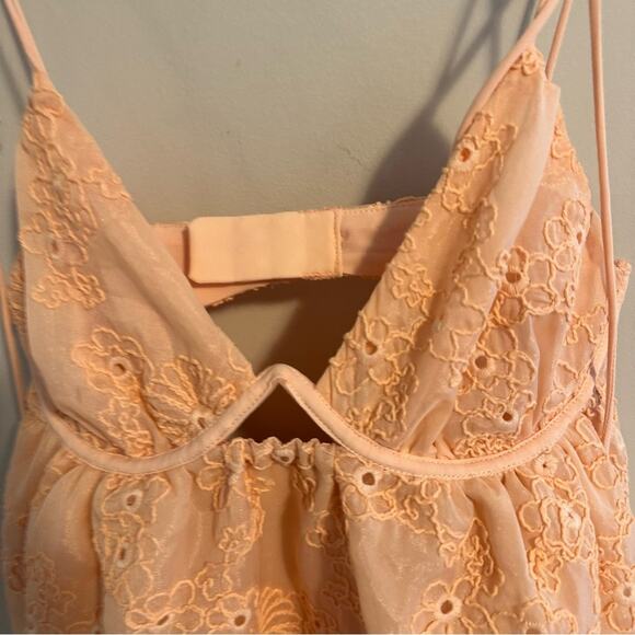 NWT For Love & Lemons Peach Pink Floral Bustier Mini Dress XS - Picture 12 of 14